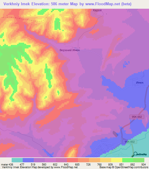 Verkhniy Imek,Russia Elevation Map
