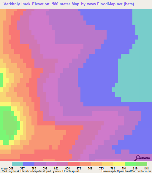 Verkhniy Imek,Russia Elevation Map
