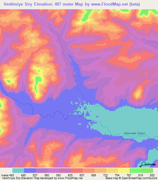 Verkhniye Siry,Russia Elevation Map