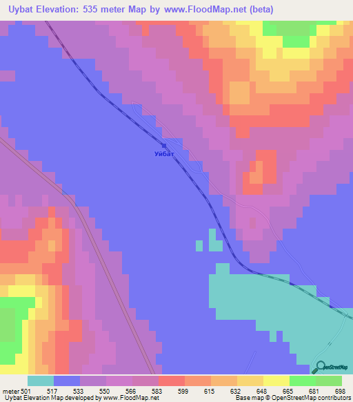 Uybat,Russia Elevation Map