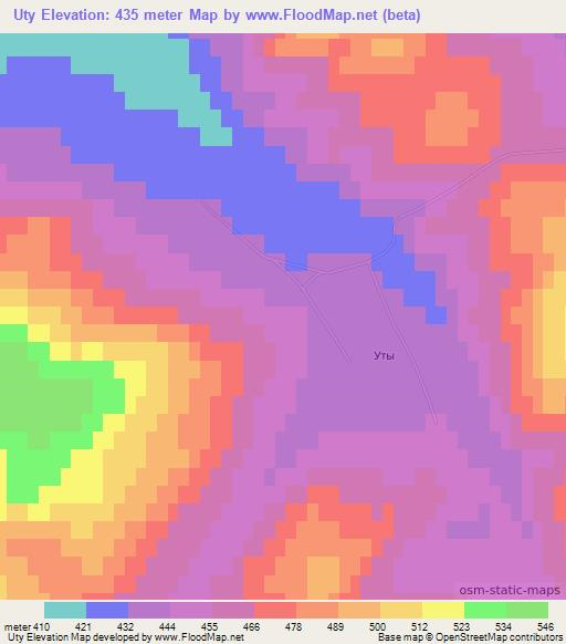 Uty,Russia Elevation Map