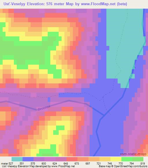 Ust'-Veselyy,Russia Elevation Map