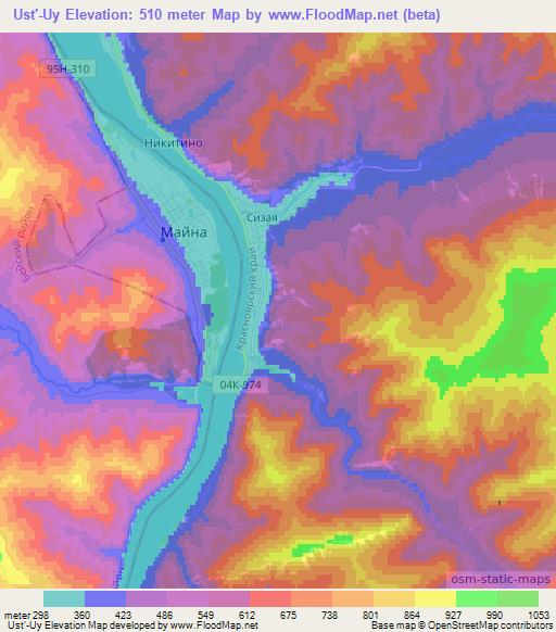 Ust'-Uy,Russia Elevation Map