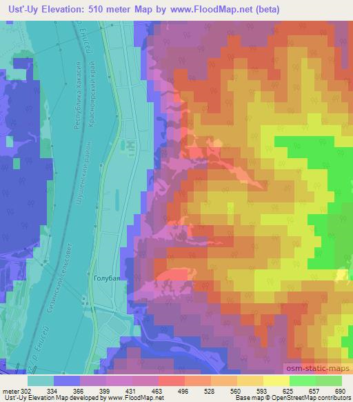 Ust'-Uy,Russia Elevation Map