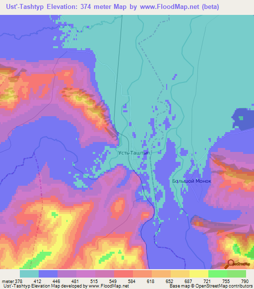 Ust'-Tashtyp,Russia Elevation Map