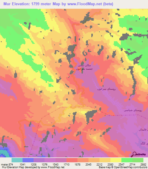 Mur,Iran Elevation Map