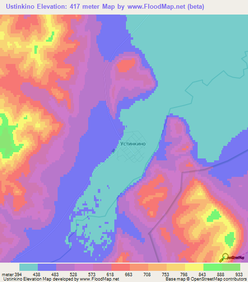 Ustinkino,Russia Elevation Map