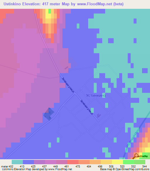 Ustinkino,Russia Elevation Map
