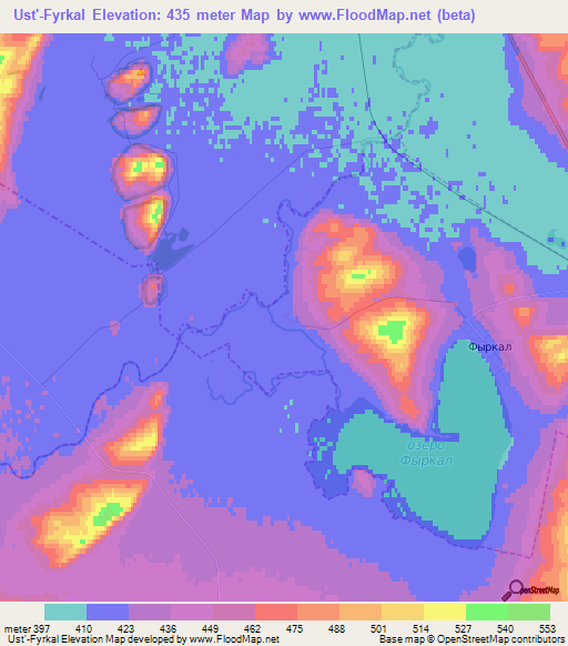 Ust'-Fyrkal,Russia Elevation Map