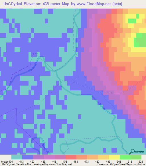 Ust'-Fyrkal,Russia Elevation Map