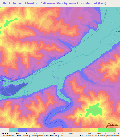 Ust'-Dzhebash,Russia Elevation Map
