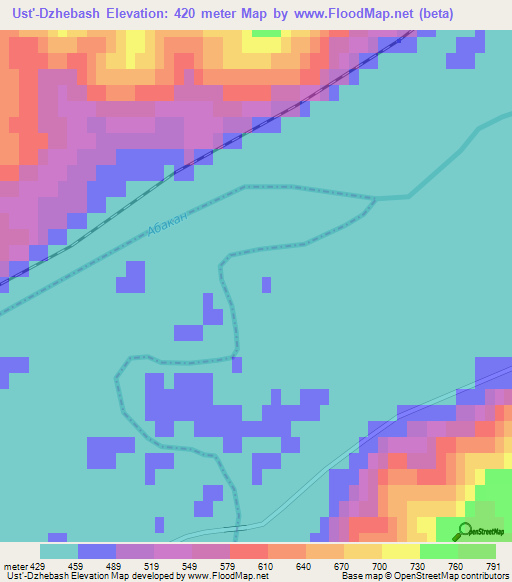 Ust'-Dzhebash,Russia Elevation Map