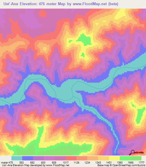 Ust'-Ana,Russia Elevation Map