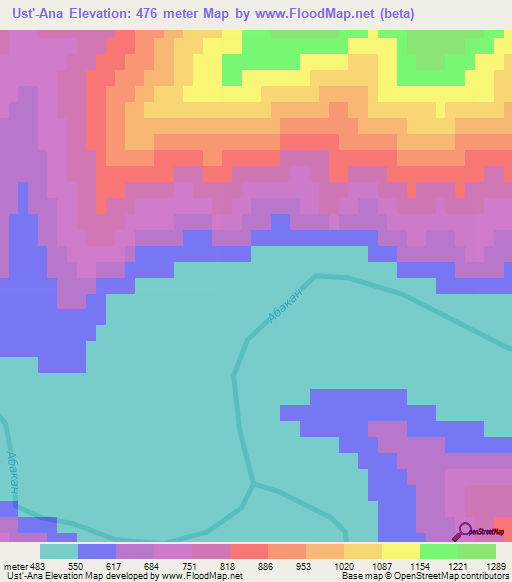 Ust'-Ana,Russia Elevation Map