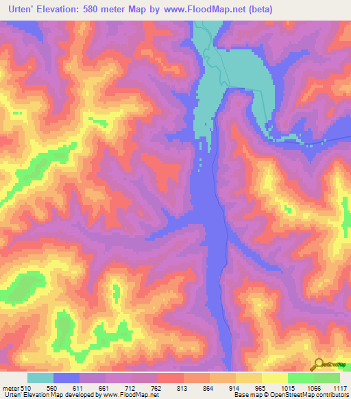 Urten',Russia Elevation Map