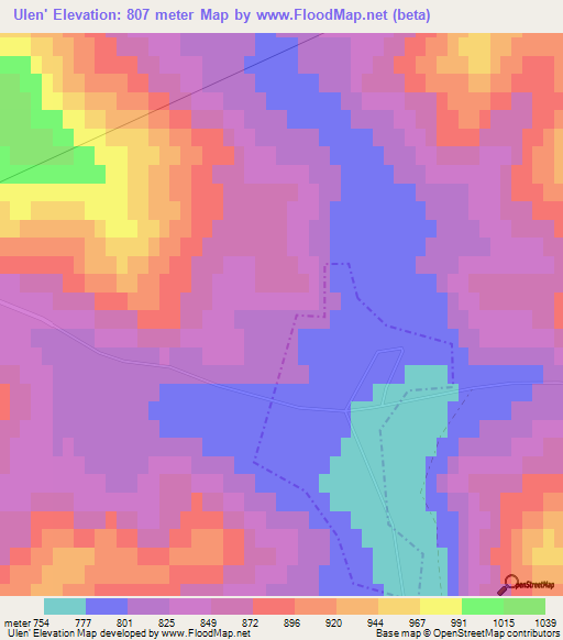 Ulen',Russia Elevation Map