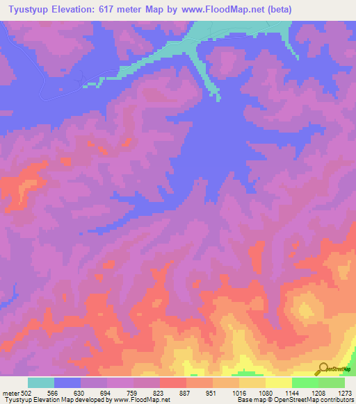 Tyustyup,Russia Elevation Map