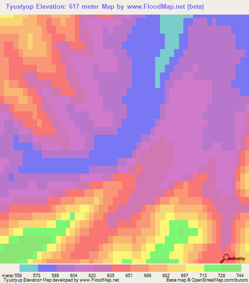 Tyustyup,Russia Elevation Map