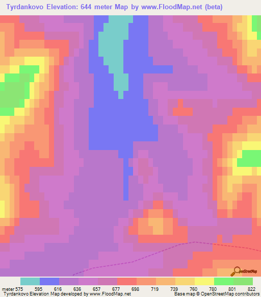 Tyrdankovo,Russia Elevation Map