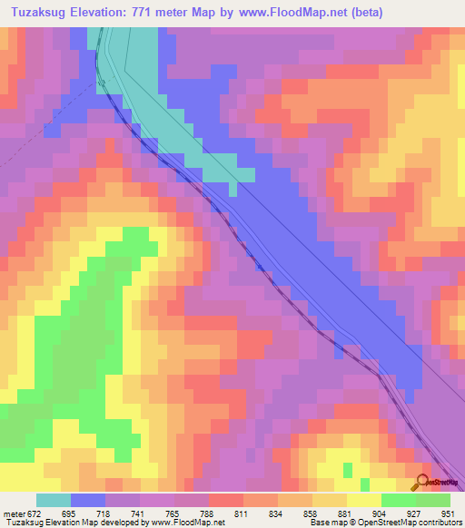 Tuzaksug,Russia Elevation Map