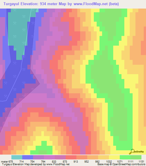 Turgayul,Russia Elevation Map