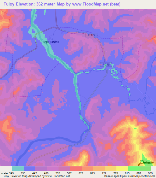 Tuloy,Russia Elevation Map