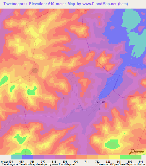 Tsvetnogorsk,Russia Elevation Map