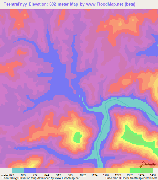 Tsentral'nyy,Russia Elevation Map
