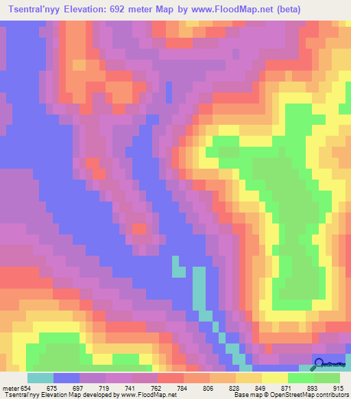 Tsentral'nyy,Russia Elevation Map