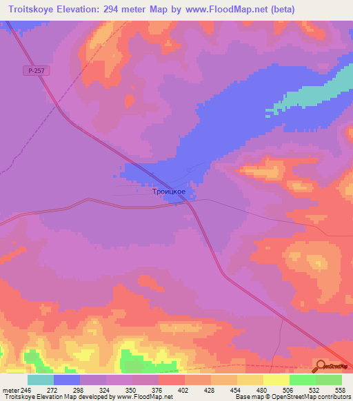 Troitskoye,Russia Elevation Map
