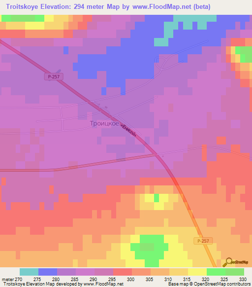 Troitskoye,Russia Elevation Map