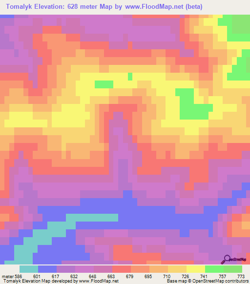 Tomalyk,Russia Elevation Map