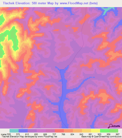 Tlachek,Russia Elevation Map