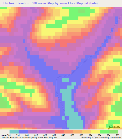 Tlachek,Russia Elevation Map