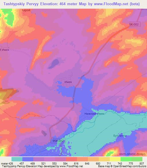 Tashtypskiy Pervyy,Russia Elevation Map