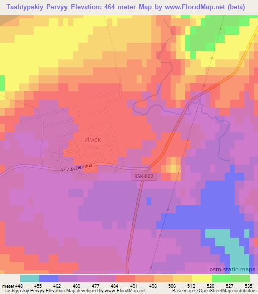 Tashtypskiy Pervyy,Russia Elevation Map