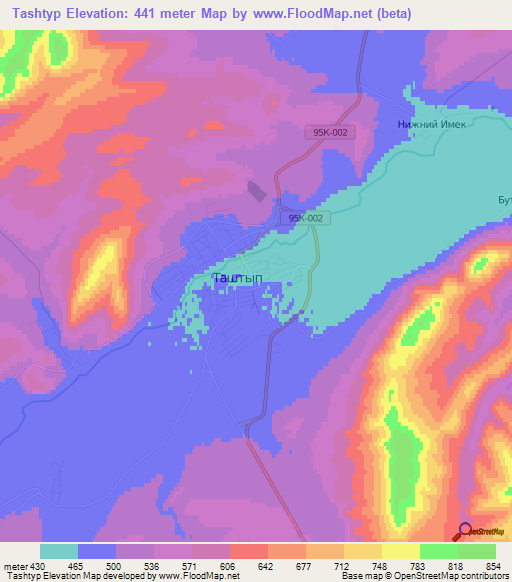 Tashtyp,Russia Elevation Map