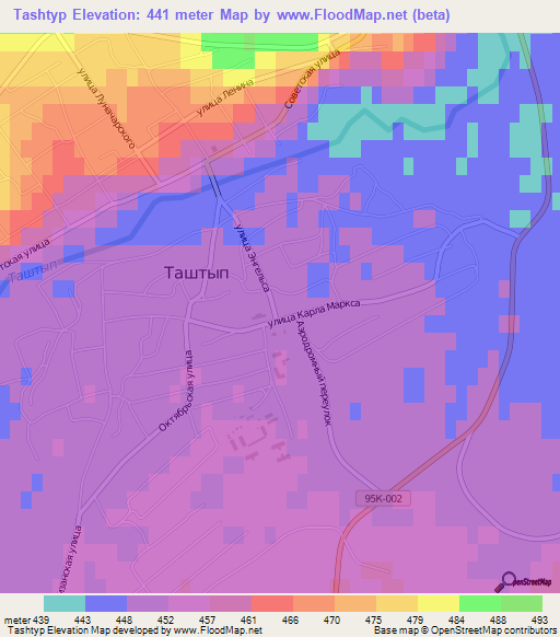 Tashtyp,Russia Elevation Map