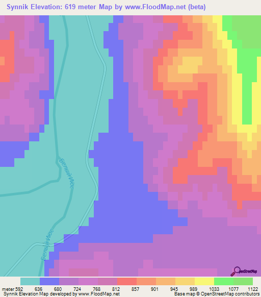 Synnik,Russia Elevation Map