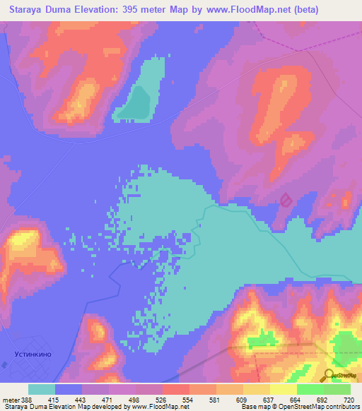 Staraya Duma,Russia Elevation Map