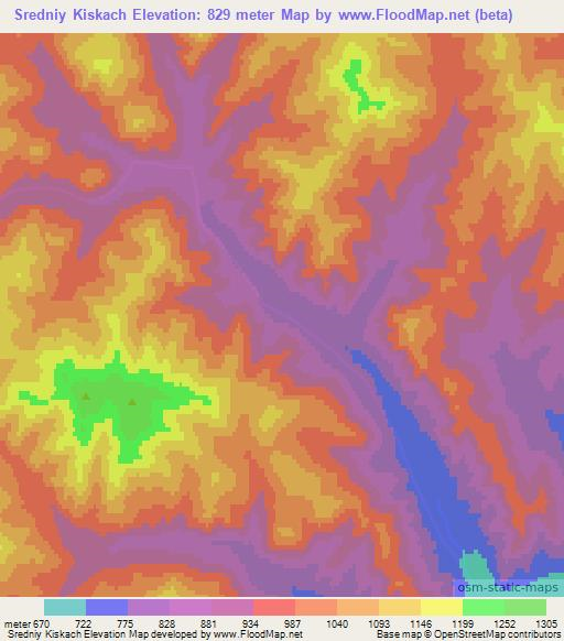 Sredniy Kiskach,Russia Elevation Map