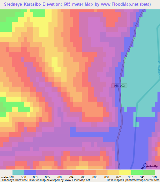 Sredneye Karasibo,Russia Elevation Map