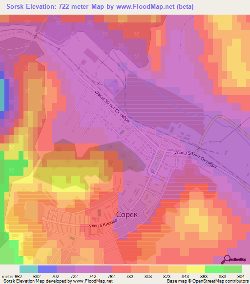 Sorsk,Russia Elevation Map