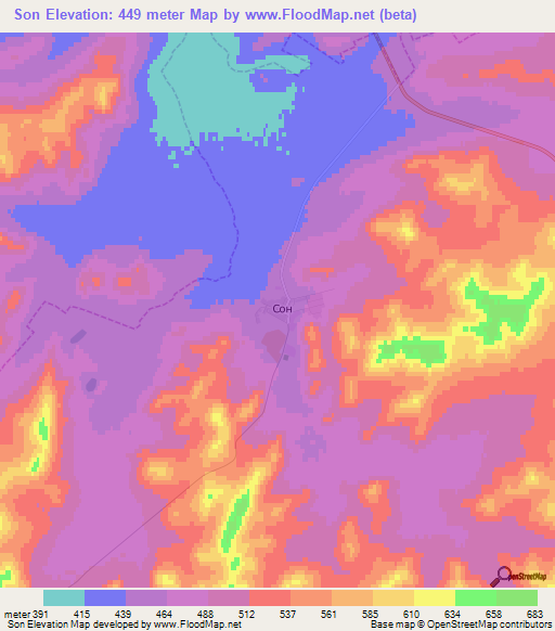 Son,Russia Elevation Map