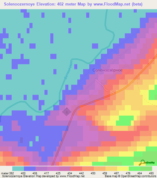 Solenoozernoye,Russia Elevation Map