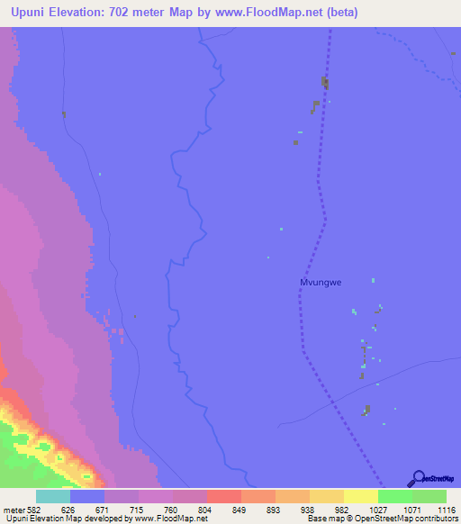 Upuni,Tanzania Elevation Map