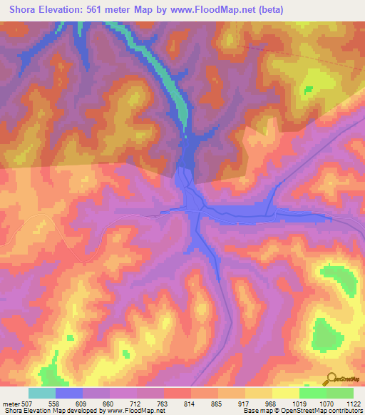 Shora,Russia Elevation Map