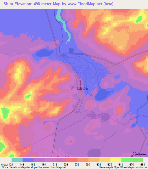Shira,Russia Elevation Map