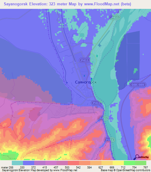 Sayanogorsk,Russia Elevation Map