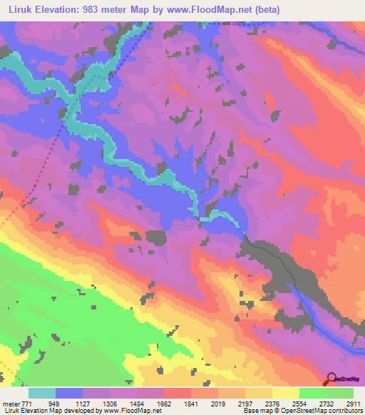 Liruk,Iran Elevation Map